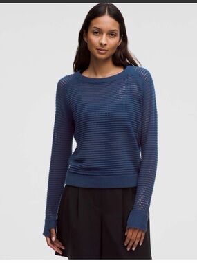 lululemon athletica Open-Weave Navy Crewneck Sweater